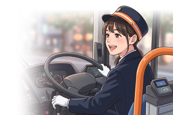バスを運転する運転士のイラスト